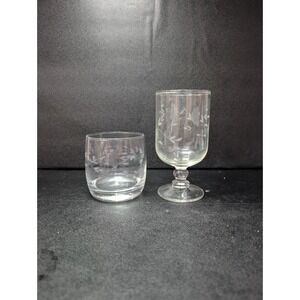 Princess House Heritage Glass‎ Set, 6" Stemmed Water Goblet & Roly Poly Tumbler